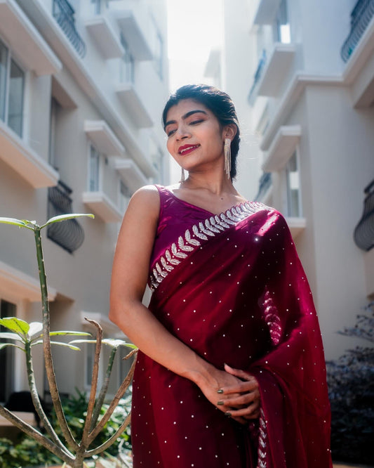 Aarya - Burgundy - house of suhiAarya - BurgundySariHouse Of SuhiBurgundyhouse of suhiHOS777