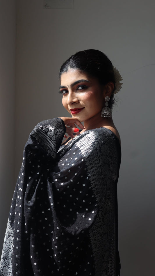 Black - Pure Benaras - house of suhiBlack - Pure BenarasSariHouse Of SuhiBlackhouse of suhiHOS784