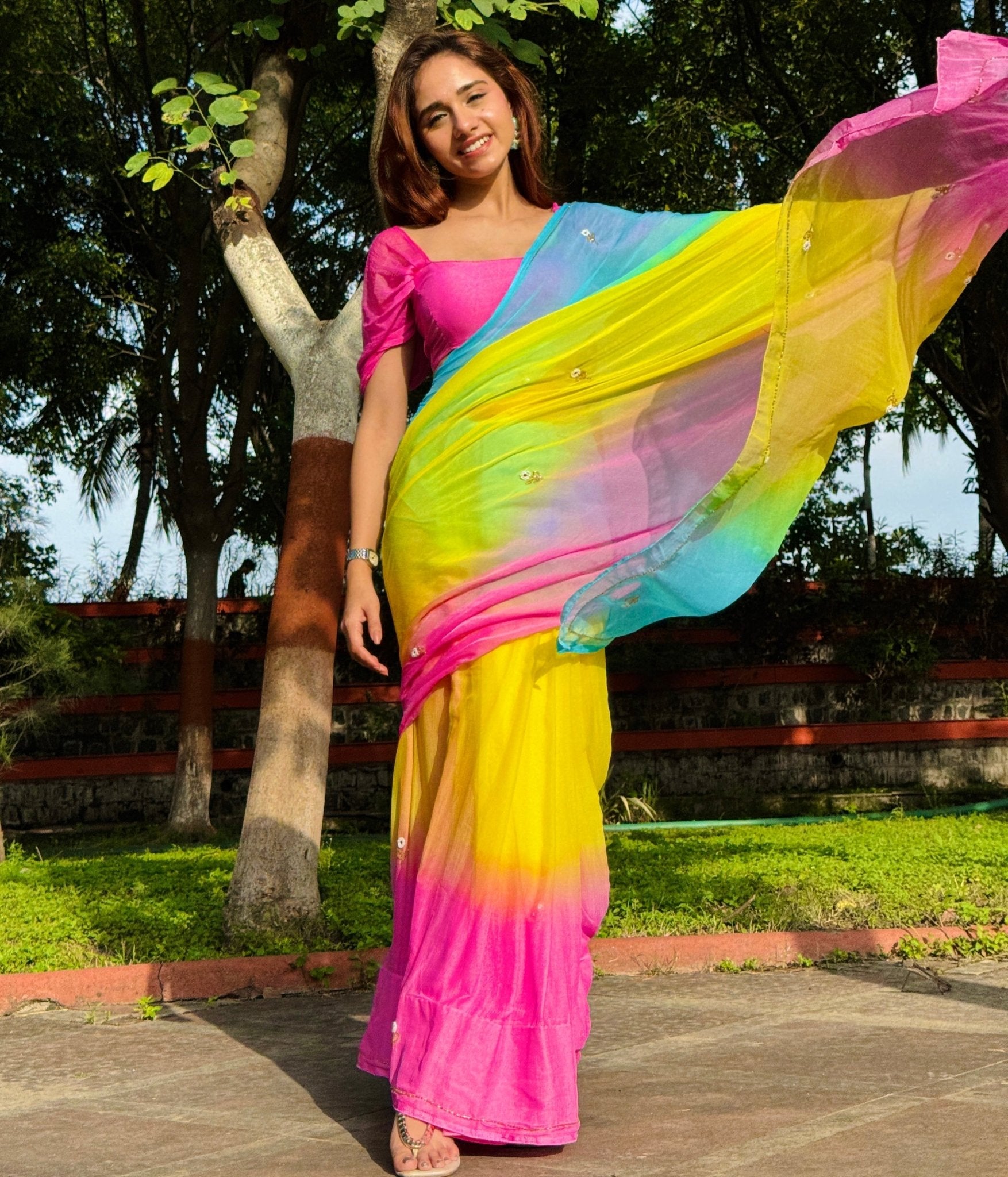 Rainbow - house of suhiRainbowSariHouse Of Suhi🩵 + 💛 + 🩷house of suhi