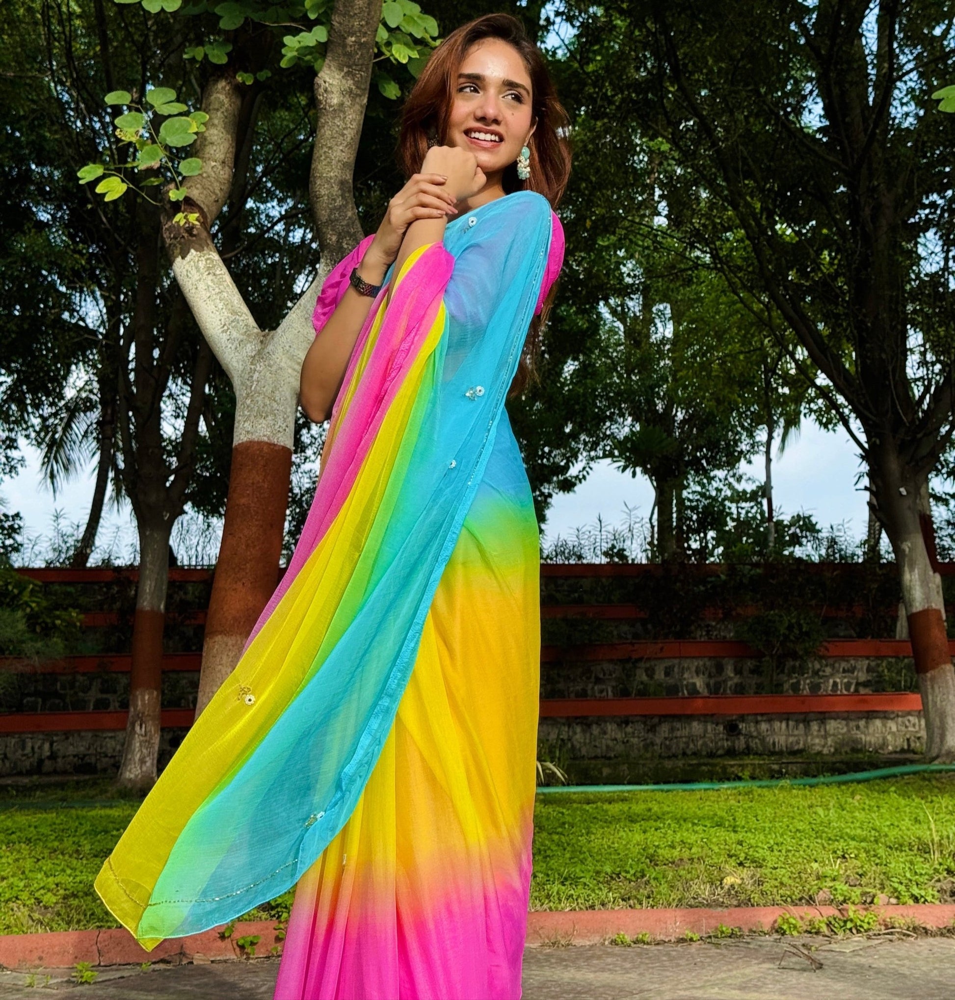 Rainbow - house of suhiRainbowSariHouse Of Suhi🩵 + 💛 + 🩷house of suhi