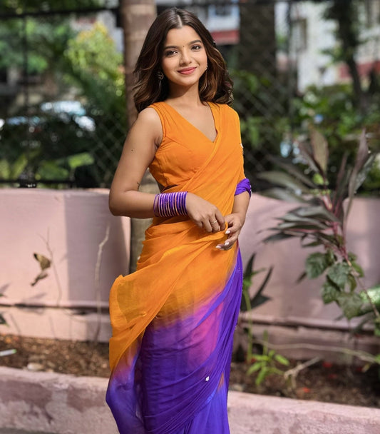 Sunset 🧡 - house of suhiSunset 🧡SariHouse Of SuhiOrange 🍊 + Purple 💜house of suhi