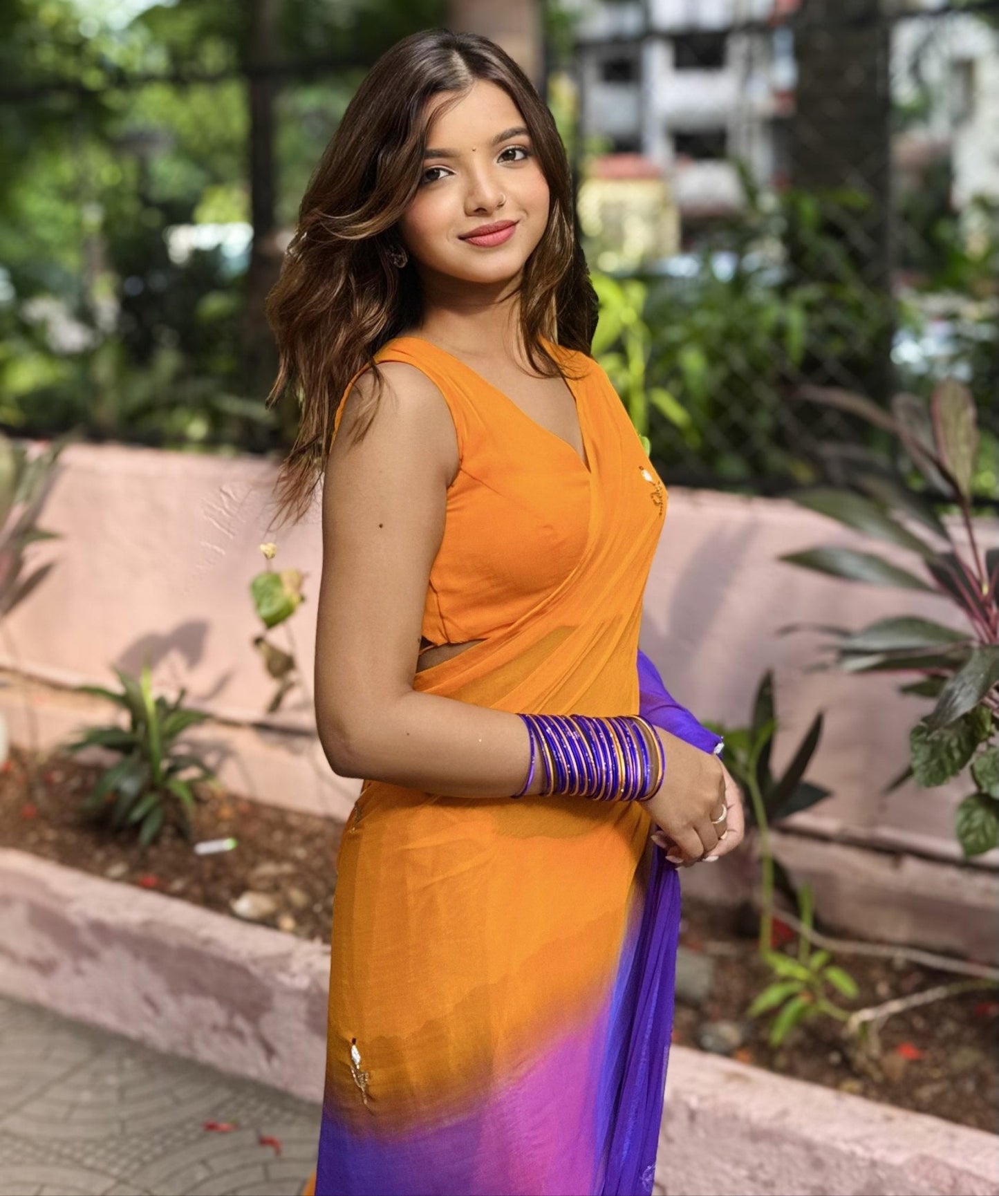 Sunset 🧡 - house of suhiSunset 🧡SariHouse Of SuhiOrange 🍊 + Purple 💜house of suhi