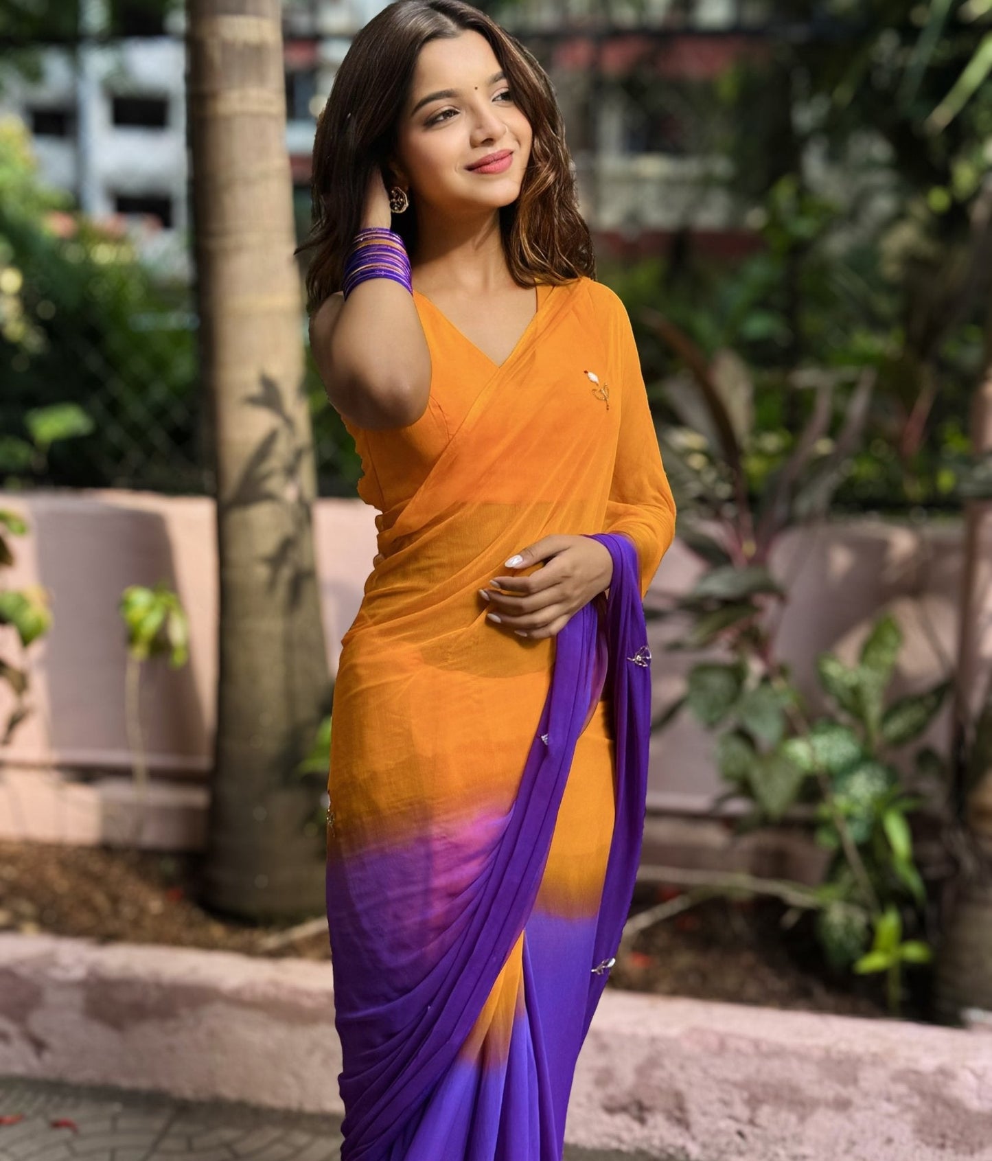 Sunset 🧡 - house of suhiSunset 🧡SariHouse Of SuhiOrange 🍊 + Purple 💜house of suhi