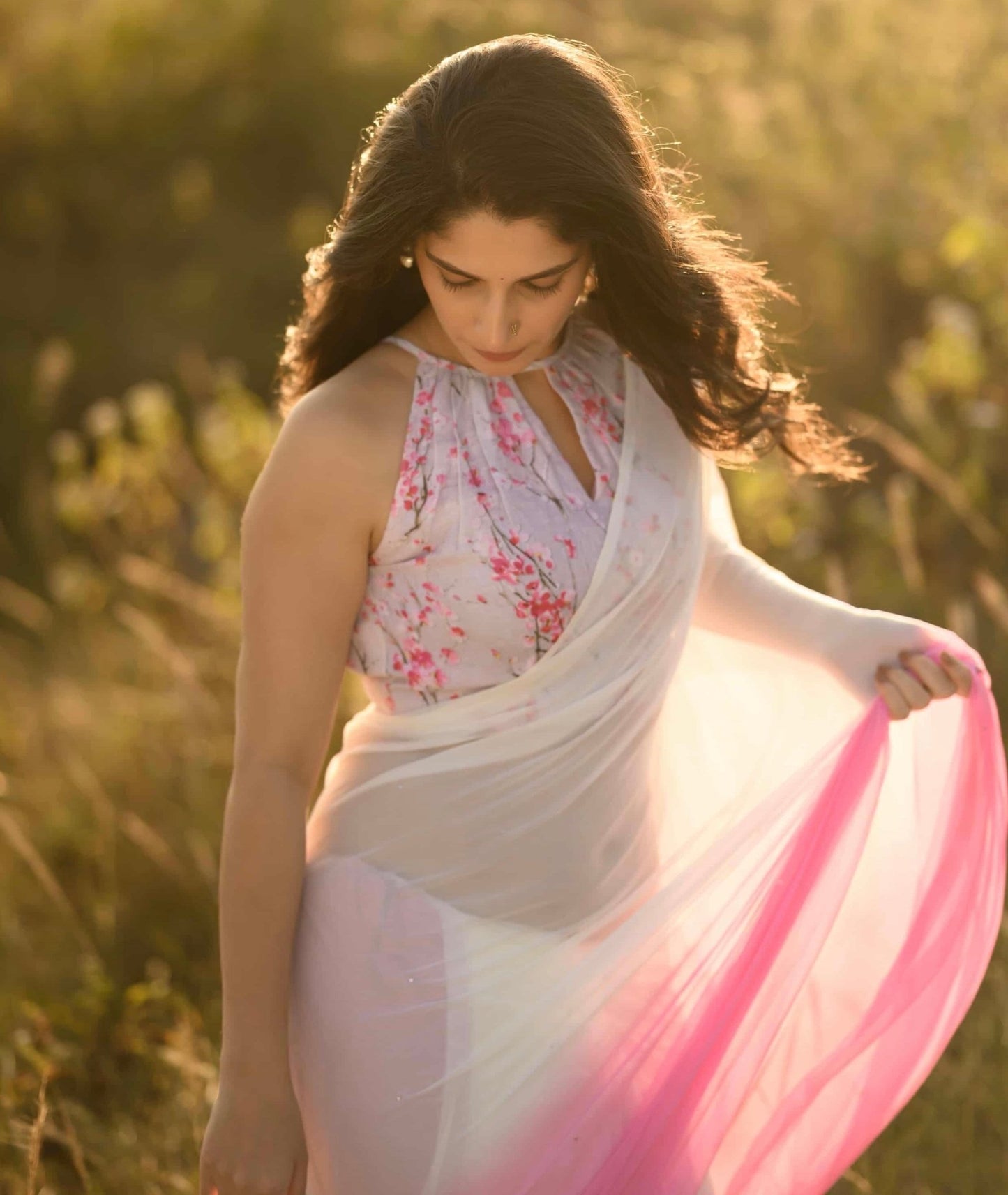 Jasmine - house of suhiJasmineSariHouse Of SuhiWhite 🤍 + Pink 🩷house of suhi