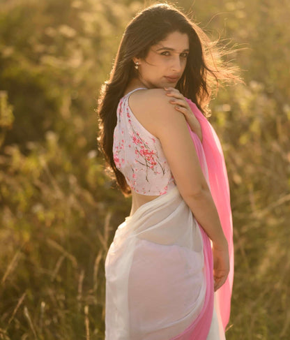 Jasmine - house of suhiJasmineSariHouse Of SuhiWhite 🤍 + Pink 🩷house of suhi