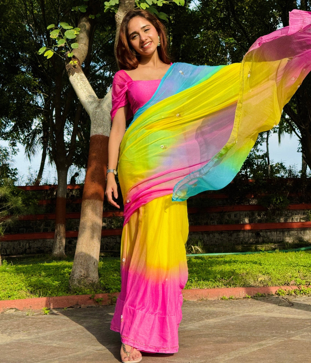 Rainbow - house of suhiRainbowSariHouse Of Suhi🩵 + 💛 + 🩷house of suhi